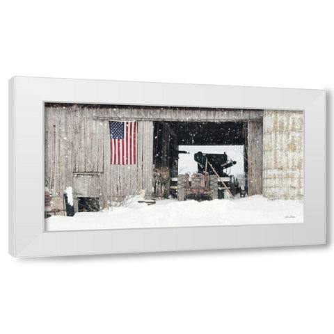 Winter at Patriotic Barn White Modern Wood Framed Art Print by Deiter, Lori