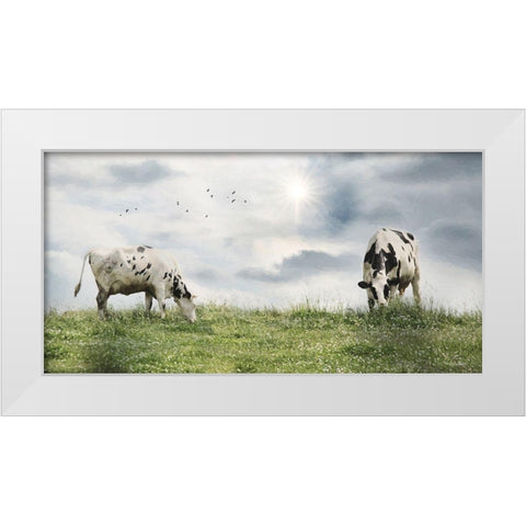 Grazing Dairy Cattle White Modern Wood Framed Art Print by Deiter, Lori