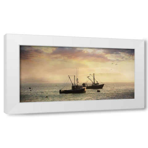 Bar Harbor Lobster Boats White Modern Wood Framed Art Print by Deiter, Lori