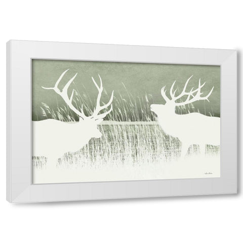 Elk Silhouettes White Modern Wood Framed Art Print by Deiter, Lori