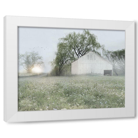 Green Country Morning White Modern Wood Framed Art Print by Deiter, Lori