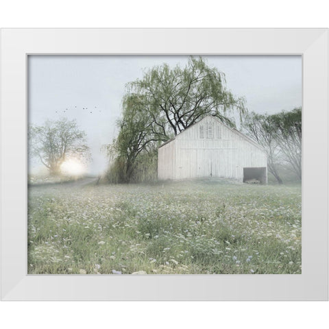Green Country Morning White Modern Wood Framed Art Print by Deiter, Lori