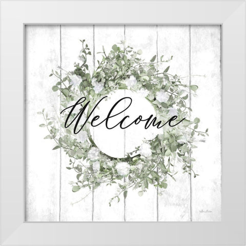 Welcome Wreath White Modern Wood Framed Art Print by Deiter, Lori