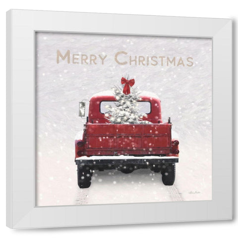 Merry Christmas Truck White Modern Wood Framed Art Print by Deiter, Lori