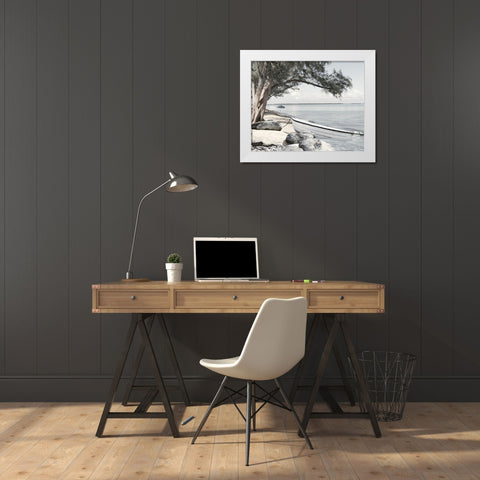 Coastal Blues White Modern Wood Framed Art Print by Deiter, Lori