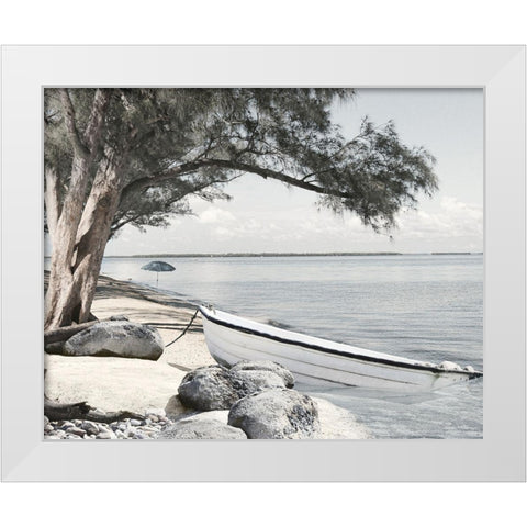 Coastal Blues White Modern Wood Framed Art Print by Deiter, Lori