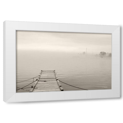 Foggy Dock White Modern Wood Framed Art Print by Deiter, Lori
