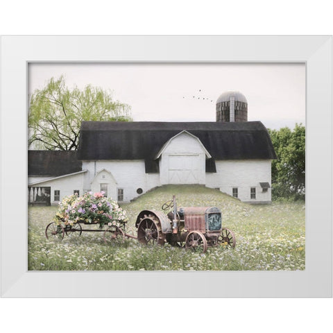 Country Flower Cart White Modern Wood Framed Art Print by Deiter, Lori