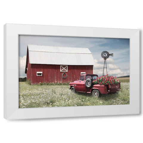 Little Red Barn White Modern Wood Framed Art Print by Deiter, Lori