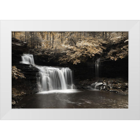 Golden Waterfall I White Modern Wood Framed Art Print by Deiter, Lori