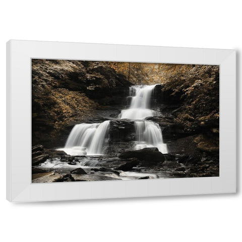 Golden Waterfall II White Modern Wood Framed Art Print by Deiter, Lori