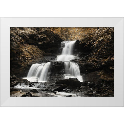 Golden Waterfall II White Modern Wood Framed Art Print by Deiter, Lori