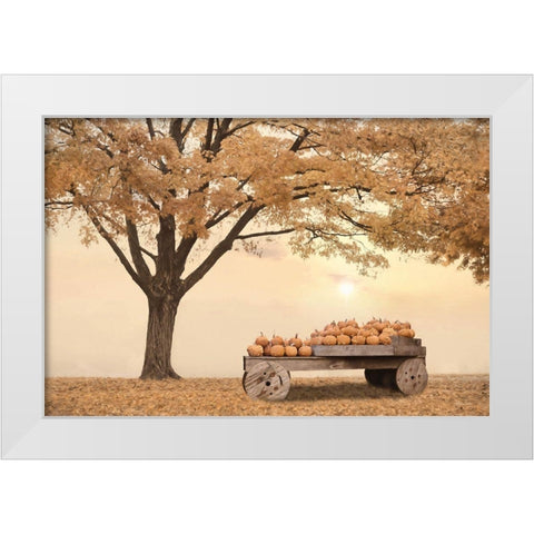 Autumn Leaves and Pumpkins Please White Modern Wood Framed Art Print by Deiter, Lori