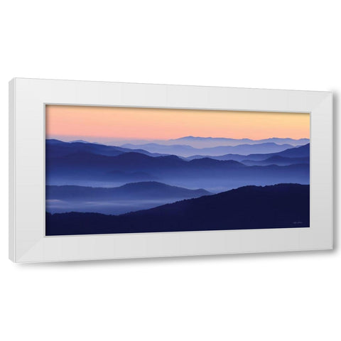 Waves of Misty Blues White Modern Wood Framed Art Print by Deiter, Lori