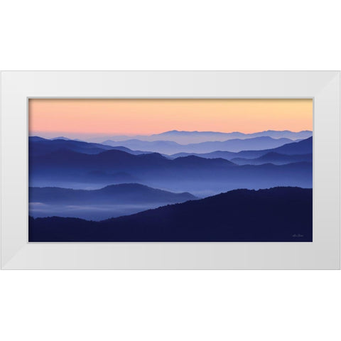 Waves of Misty Blues White Modern Wood Framed Art Print by Deiter, Lori