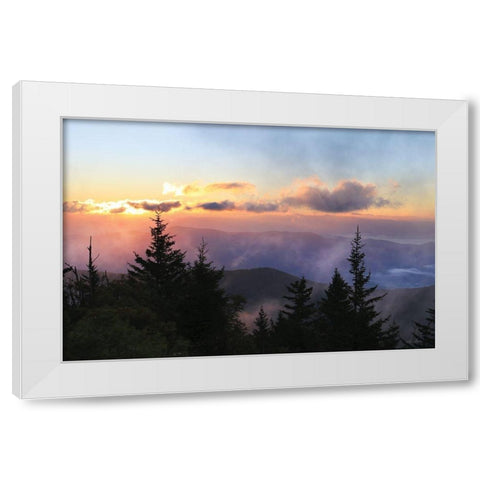 Foggy Mountain Sunrise White Modern Wood Framed Art Print by Deiter, Lori
