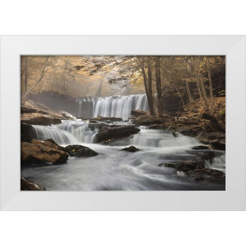 Golden Oneida Falls White Modern Wood Framed Art Print by Deiter, Lori