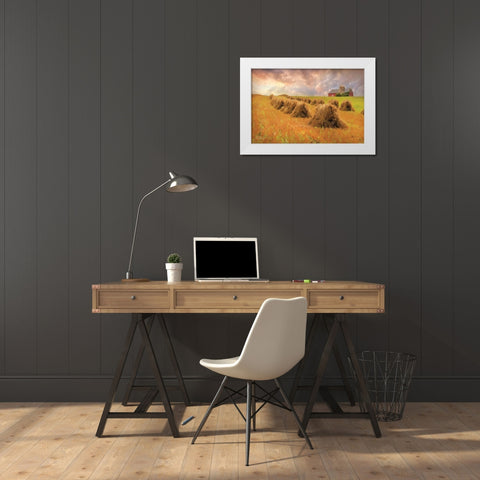 Harvest Blessings White Modern Wood Framed Art Print by Deiter, Lori