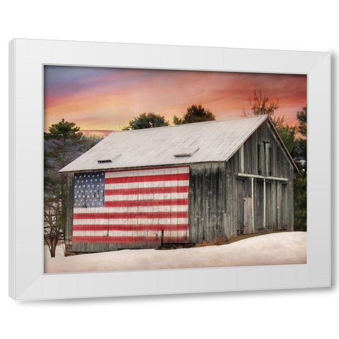 Flag Barn White Modern Wood Framed Art Print by Deiter, Lori