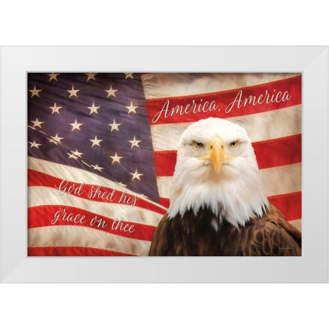 American Eagle Flag White Modern Wood Framed Art Print by Deiter, Lori
