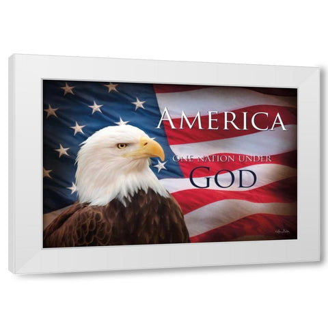 One Nation Under God Flag White Modern Wood Framed Art Print by Deiter, Lori