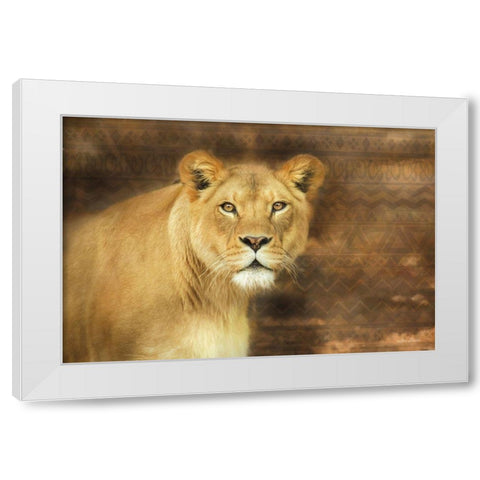 Tribal Lioness White Modern Wood Framed Art Print by Deiter, Lori