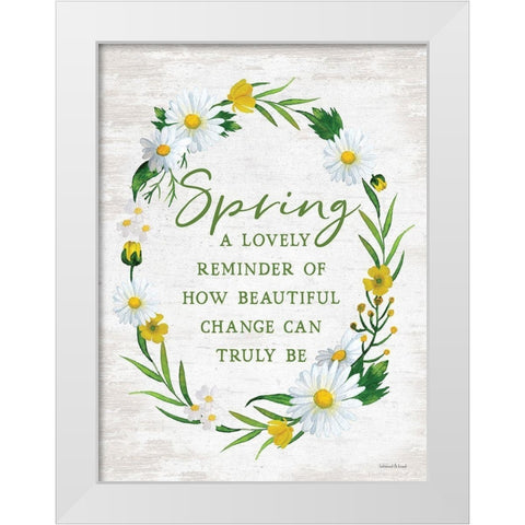 Spring Reminder White Modern Wood Framed Art Print by Lettered and Lined