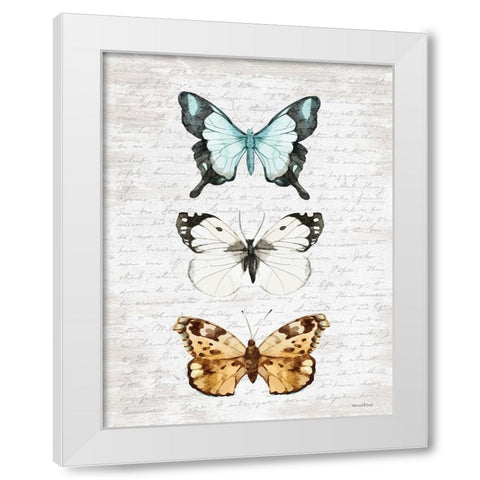 Butterfly Trio White Modern Wood Framed Art Print by Lettered and Lined