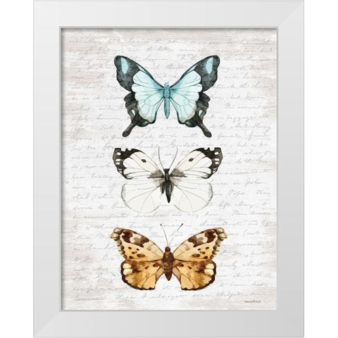Butterfly Trio White Modern Wood Framed Art Print by Lettered and Lined