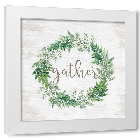 Gather Wreath White Modern Wood Framed Art Print by Lettered and Lined