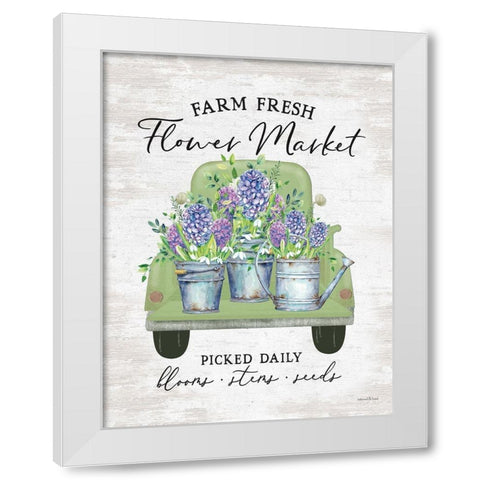 Flower Market - Hyacinths White Modern Wood Framed Art Print by Lettered and Lined