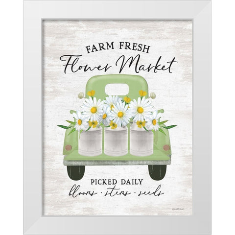 Flower Market - Daisies White Modern Wood Framed Art Print by Lettered and Lined