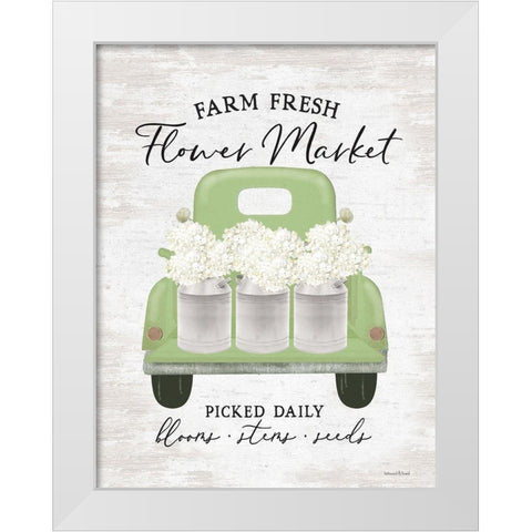 Flower Market - Hydrangeas White Modern Wood Framed Art Print by Lettered and Lined