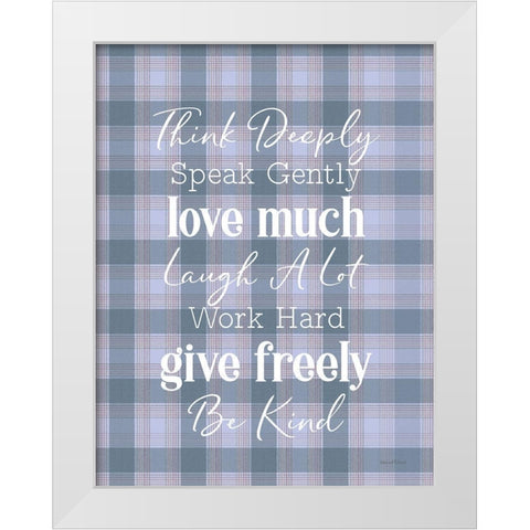 Think Deeply White Modern Wood Framed Art Print by Lettered and Lined