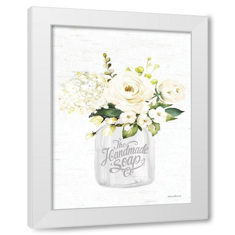 Bathroom Flower Jar White Modern Wood Framed Art Print by Lettered and Lined