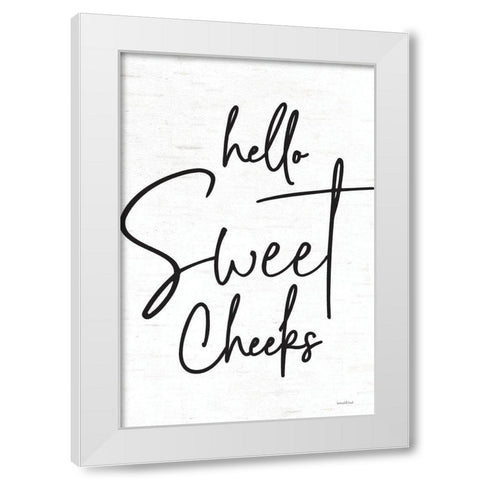 Hello Sweet Cheeks White Modern Wood Framed Art Print by Lettered and Lined