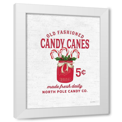 Old Fashioned Candy Canes White Modern Wood Framed Art Print by Lettered and Lined
