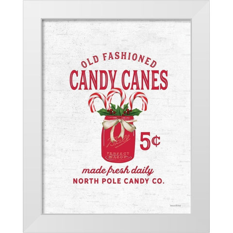 Old Fashioned Candy Canes White Modern Wood Framed Art Print by Lettered and Lined