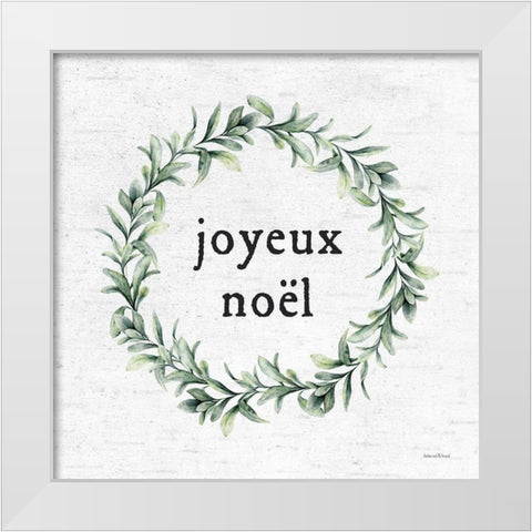Joyeux Noel White Modern Wood Framed Art Print by Lettered and Lined