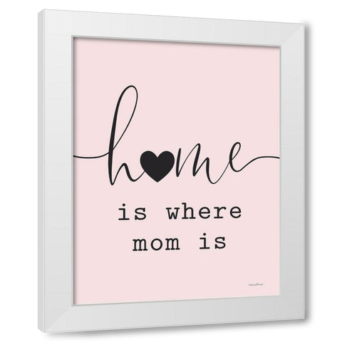 Home is Where Mom Is White Modern Wood Framed Art Print by Lettered and Lined