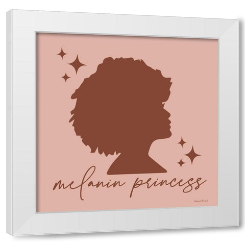 Melanin Princess White Modern Wood Framed Art Print by Lettered and Lined