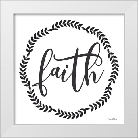 Faith White Modern Wood Framed Art Print by lettered And lined
