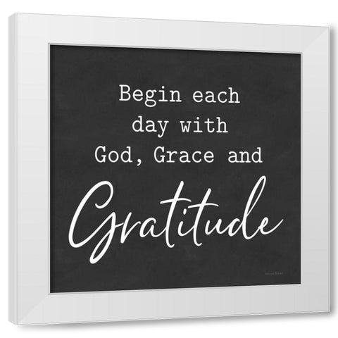 God, Grace and Gratitude White Modern Wood Framed Art Print by lettered And lined