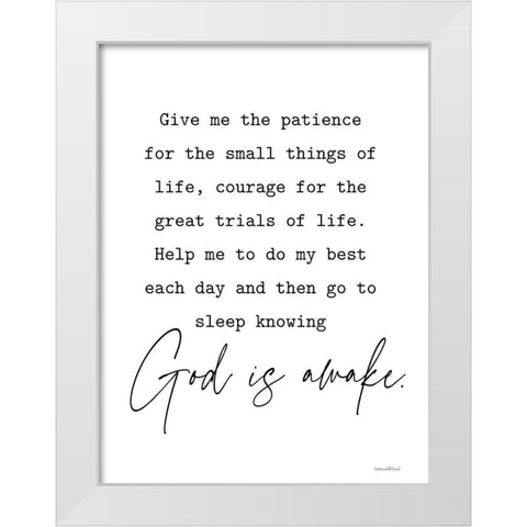 God is Awake White Modern Wood Framed Art Print by lettered And lined