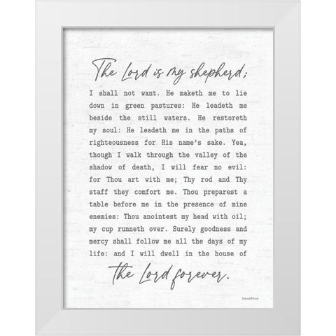 The Lord is My Shepherd White Modern Wood Framed Art Print by lettered And lined