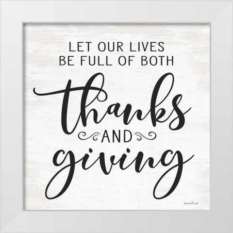 Thanks and Giving White Modern Wood Framed Art Print by lettered And lined