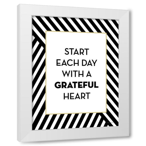 Start Each Day White Modern Wood Framed Art Print by Lettered and Lined