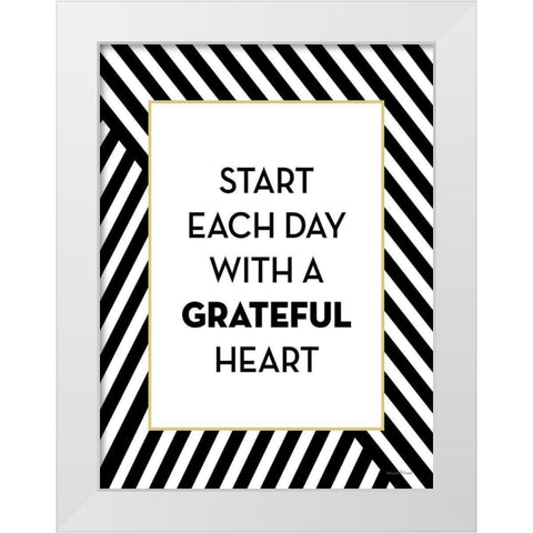 Start Each Day White Modern Wood Framed Art Print by Lettered and Lined