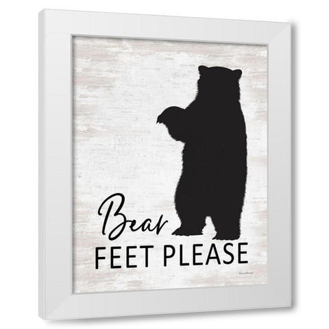 Bear Feet Please White Modern Wood Framed Art Print by lettered And lined