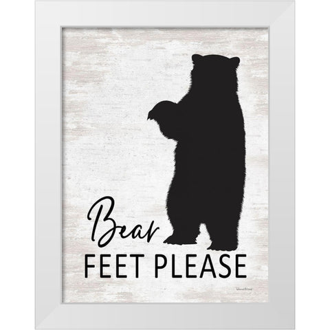Bear Feet Please White Modern Wood Framed Art Print by lettered And lined
